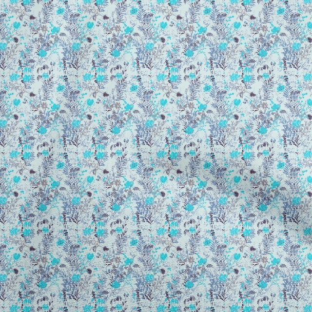 oneOone Rayon Turquoise Blue Fabric Florals Fabric For Sewing Printed Craft Fabric By The Yard 56 Inch Wide