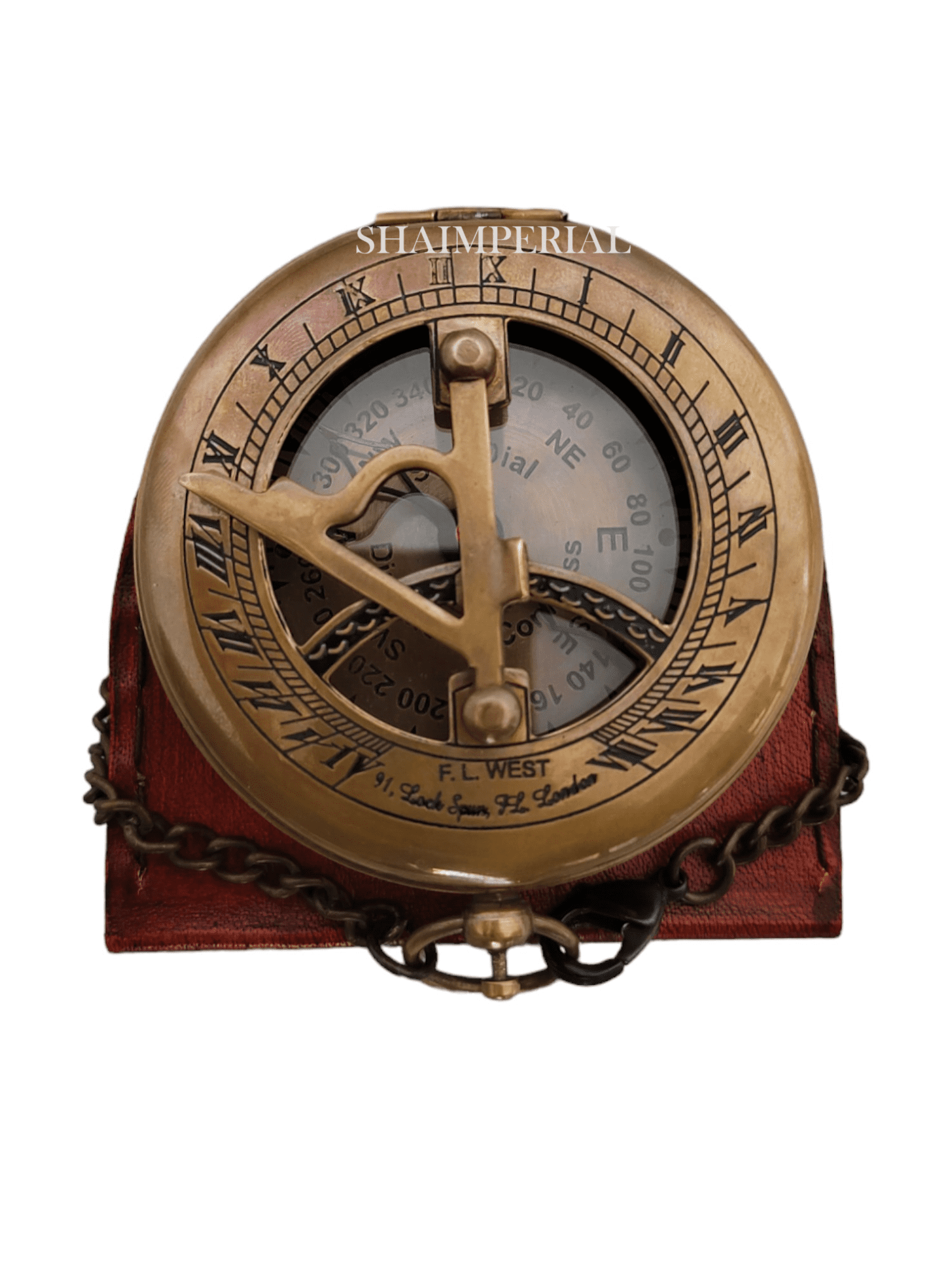 Brass Sundial Compass with Leather Case Personalized First Communion Gifts for Boys Compass, Baptism Gifts for House Decor, Confirmation Gifts for Teenage Directional Magnetic Sundial Compass