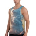 thumbnail image 2 of Gukieu Cute Cloud Cat Print Men's Quick Dry Fitness Vest, Round Neck Sleeveless Fitness Bodybuilding Top-X-Large, 2 of 7