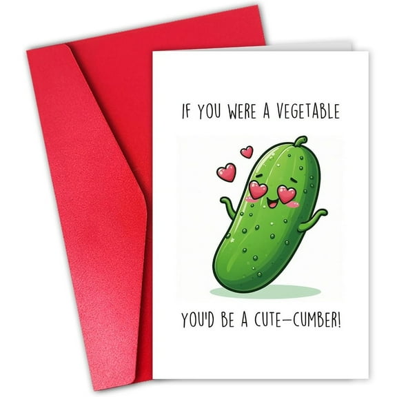 Cute Cucumber Greeting Card – Funny Vegetable Pun Design – Envelope Included, Blank Inside – Ideal for Friends, Birthdays, or Just Because