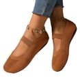 thumbnail image 6 of Womens Breathable Ventilated Knit Mesh Mary Jane Shoes, Elastic Single Strap Slip On Flats, Shock Absorbing Lightweight Daily Walking Footwear, 6 of 8