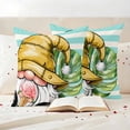 thumbnail image 3 of Summer Gnomes Outdoor Waterproof Pillow Covers, Aqua Stripes Tropical Leaves Decorative Square Throw Pillowcase Sofa Cushion Sham for Patio/Couch/Chair, 20"x20" 2 Pack, 3 of 8
