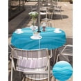 thumbnail image 5 of Outdoor Round Tablecloth with Umbrella Hole and Zipper, Aqua Ombre Water Ripple Waterproof Table Cover Farmhouse Stripes Washable Patio Tablecloths for Party/Garden/Picnic, 60 inch, 5 of 6