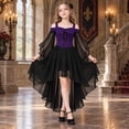 thumbnail image 4 of ibiyuan Girls Gothic Vampire Halloween Costume, Black High Low Dress, Kids Vampire Dress Up Outfit for Halloween, 4 of 5