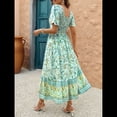 thumbnail image 4 of Vestido Informal, Fluido, con Estampado Floral Bohemio, de Corta y Corte Escalonado para Mujer (Verano 2025) Verde XL, 4 of 9