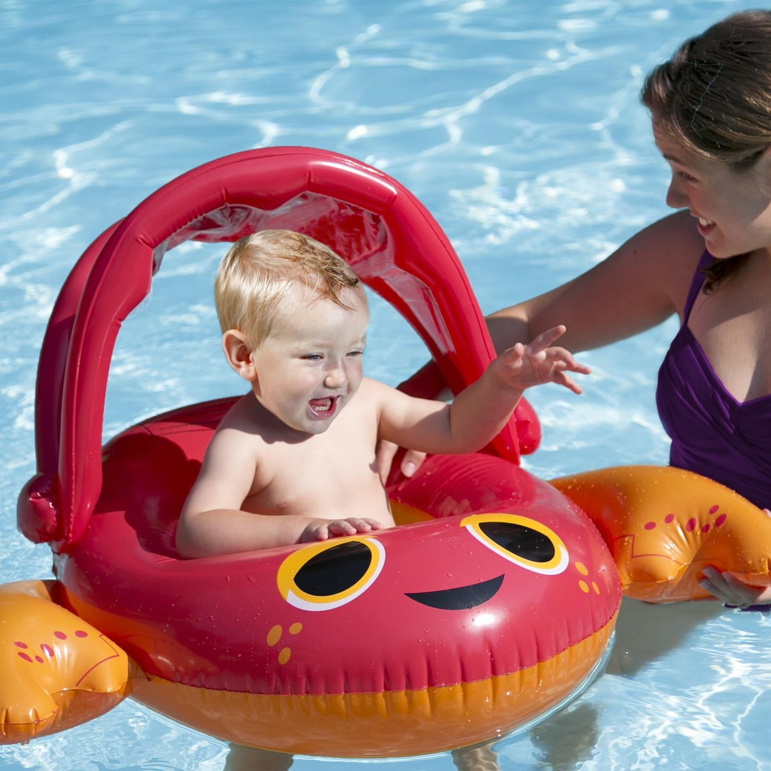34" Red Inflatable Lobster Baby Boat Sun Canopy Infant Pool Lounger 9
