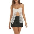 thumbnail image 2 of Gureui Women Summer Lace Slim Cami Tops Front Mini Bowknot Spaghetti Strap Vest Slit Hem Camisole, 2 of 8