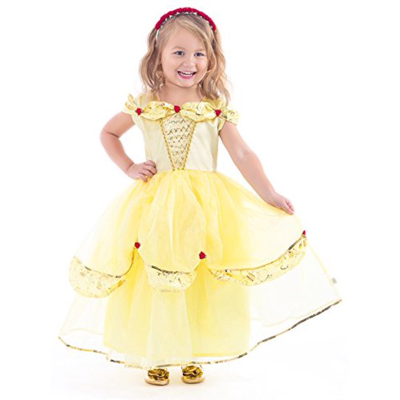 Little Adventures Deluxe Yellow Beauty Dress Up Costume For Girls - Large (5-7 Yrs)