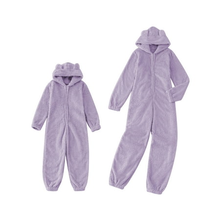 

SUNSIOM Adult Baby Winter Warm Family Matching Pyjamas Nightwear Onesies Fleece Hooded Pajamas