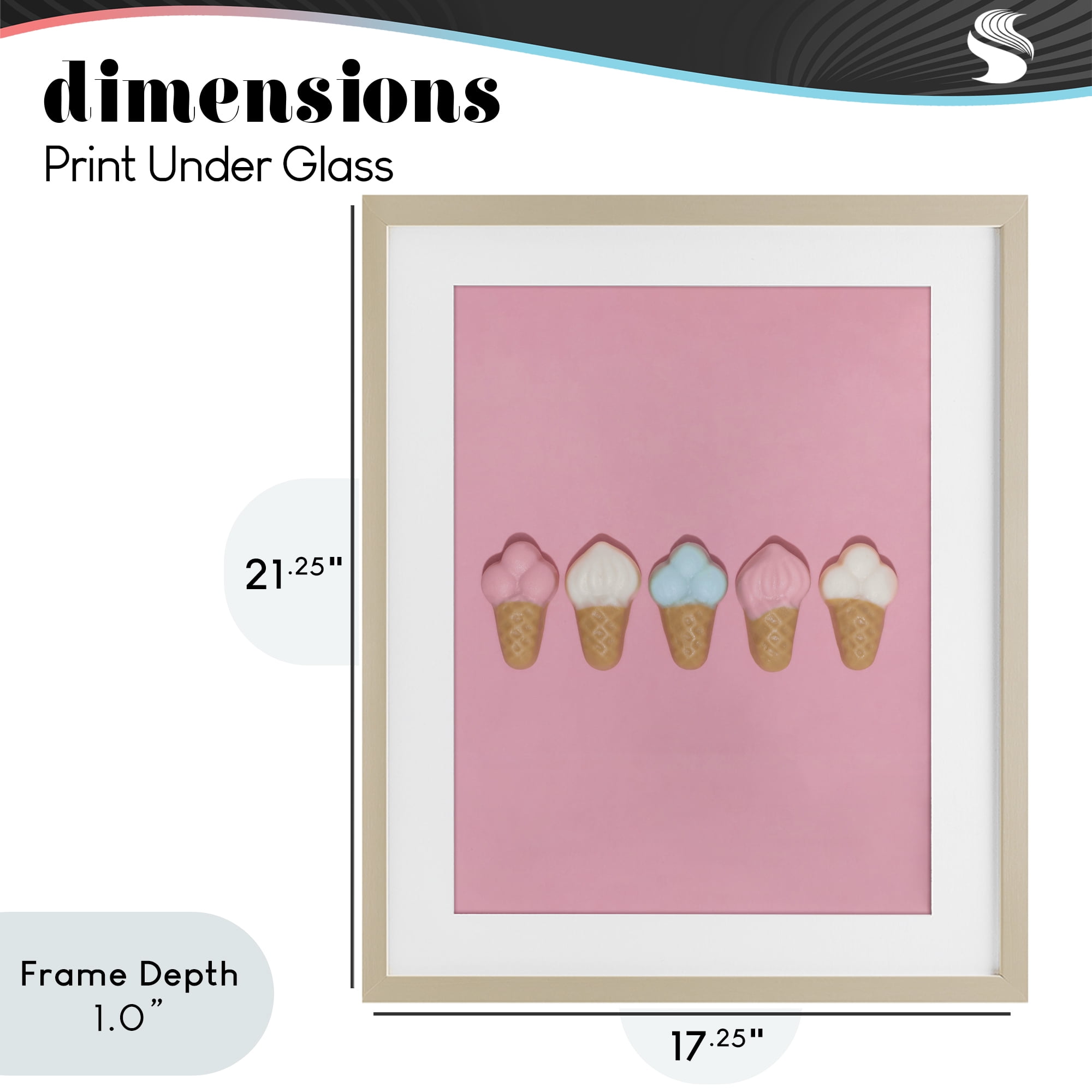 Stupell Industries Pink Ice Cream Candy Birch Framed Print Under Glass, design by LISH Creative