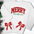 thumbnail image 3 of Chandails en Molleton de Noël pour Femmes avec Nœud Latéral Appliqué Chandail en Molleton Oversize Chandails en Molleton Col Rond Manches Longues Chandail Top Chandail en Molleton Sans Capuche pour Femmes, 3 of 5
