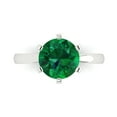 thumbnail image 2 of 3ct round cut green emerald 14k white gold Bridal Wedding Engagement Promise Anniversary Ring for Women size 9.75, 2 of 7