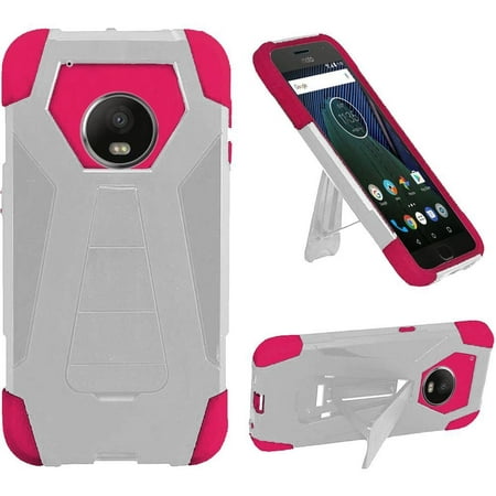 GSA Hybrid Kickstand for Motorola Moto G5 Plus XT1687 White, Hot Pink
