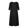 thumbnail image 5 of Casual Dresses for Women Crewneck Short Sleeve Ruffle Tiered Long Dress Solid Comfy Summer Flowy Plus Size Dress, 5 of 9