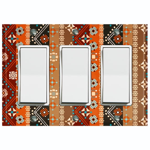 Metal Light Switch Plate Outlet Cover Colorful Ethnic Aztec Tribal Pattern SFR052