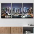 thumbnail image 2 of wall26 Framed Canvas Print Wall Art Set Vibrant NYC Manhattan Skyline at Night Nature Wilderness Photography Realism Rustic Scenic Travel Ultra for Living Room, Bedroom, Office - 24"x36"x3, 2 of 5