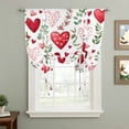 thumbnail image 2 of Valentine's Day Balloon Curtains for Bedroom/Front Door/Bathroom, Pink Red Love Heart Spring Green Botanical Tie Up Curtains 63 Inch Length Light Filtering Kitchen Curtains Shades for Windows 46"x63", 2 of 8
