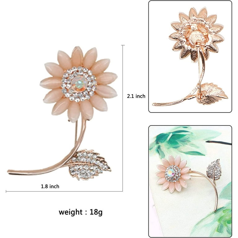 HANRU Flower Crystal Brooches Pins Fashion Beautiful Created Rhinestone  Floral Brooch Good Idea for Party Dance Wedding Banquet for Elegant Women  Girl 