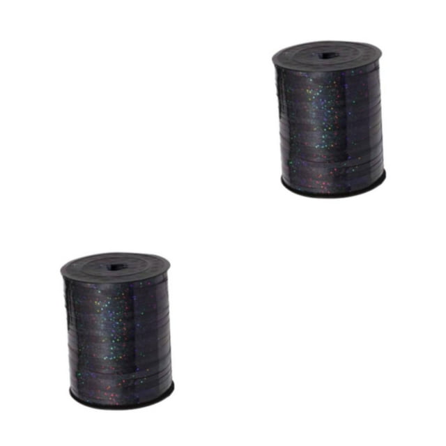 Youkk Plastic Ribbon Sparkling And multifunctional For Wedding And Party Decorations Sturdy Golden Curled Ribbon balck 2Set