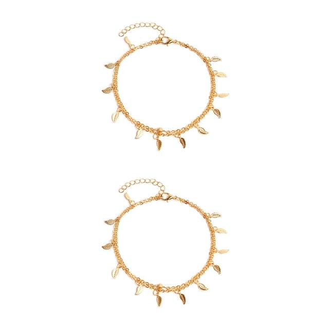 Qarigey Tobillera en capas de tobillo Tobilleras para mujer Adornos Cadenas para pies Oro Type2 NO2