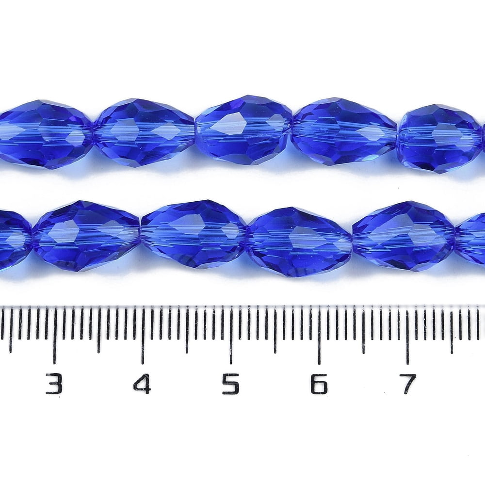 Transparent Glass Beads Strands Faceted Teardrop Medium Blue 15x10mm Hole: 1.6mm about 46~48pcs/strand 27.95 inch(71cm)