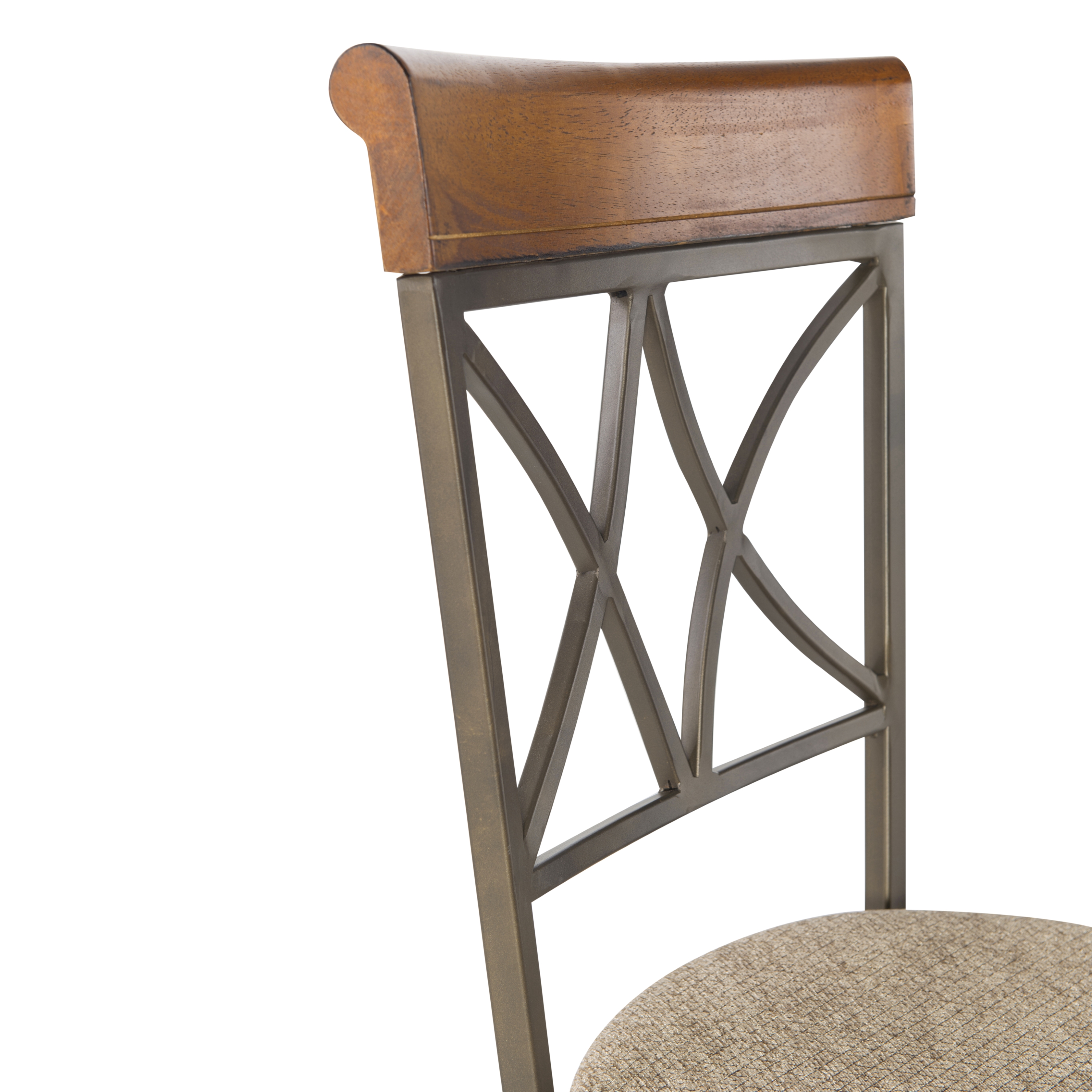 Linon Hamilton 30" High Back Indoor Round Metal Bar Stool with Swivel, Medium Cherry/Taupe