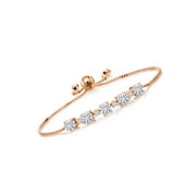 Gem Stone King 18K Rose Gold Plated Silver G-H Lab Grown Diamond Bracelet for Women Set with Moissanite (2.76 Cttw)