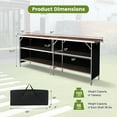 thumbnail image 3 of Gymax Portable Bar Table Folding Camping Table w/ Aluminum Alloy Frame 2-Tier Shelves, 3 of 10