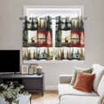 thumbnail image 5 of Forest Reindeer Kitchen Curtains Short 45 Inch Length, Country Rustic Green Red Patchwork Grommet Top Bedroom Living Room Curtains, Light Filtering Cafe Curtain Drapes 2 Panels Set 84''x45'', 5 of 9