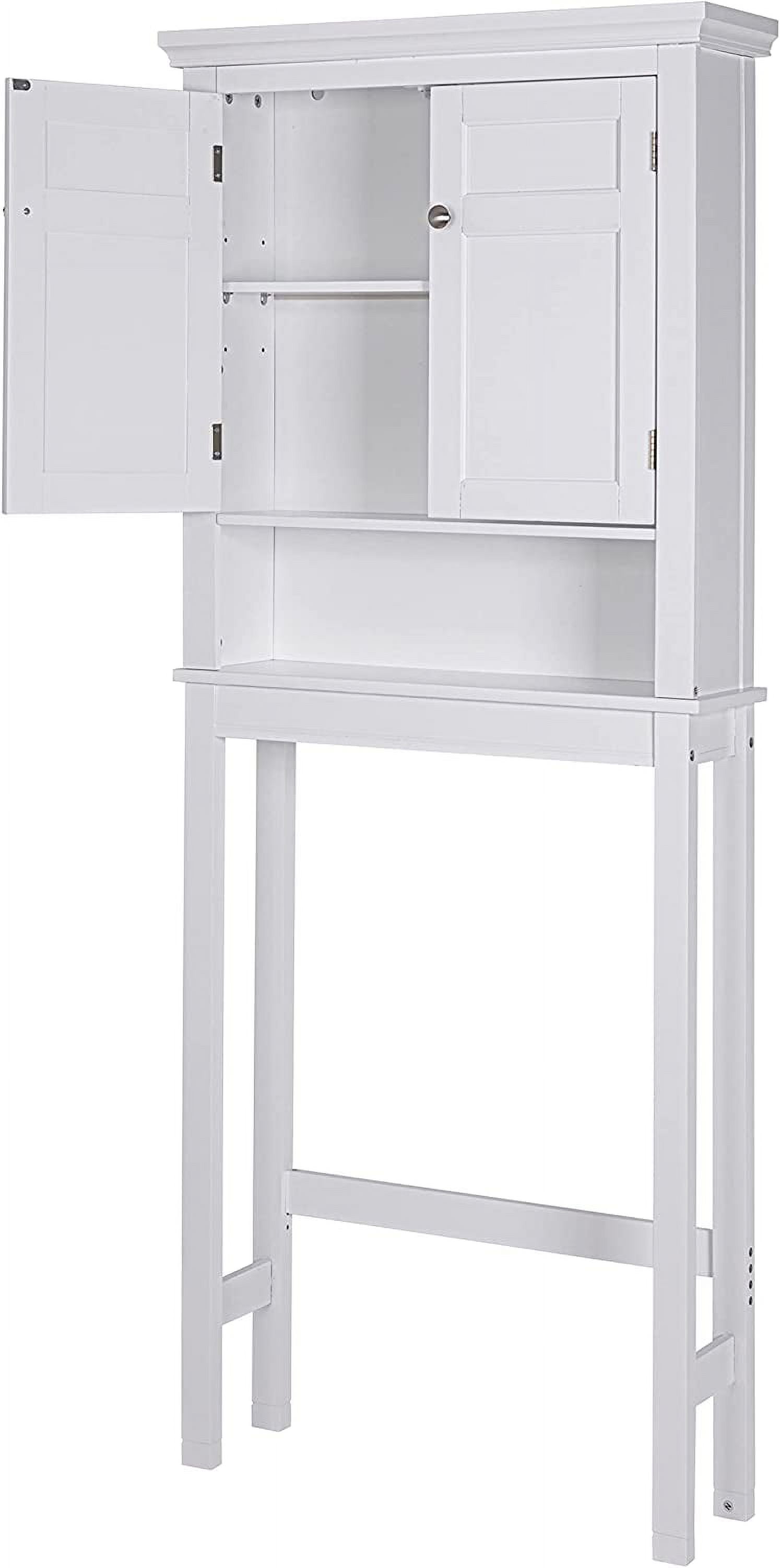 Spirich Over-the-Toilet Storage Cabinet with Adjustable Shelf, Space-Saving Bathroom Organizer, White
