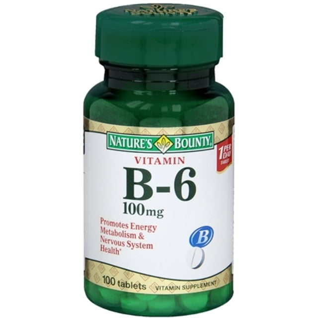 Nature's Bounty Vitamin B6 100 mg Tablets 100 Tablets (Pack of 2)