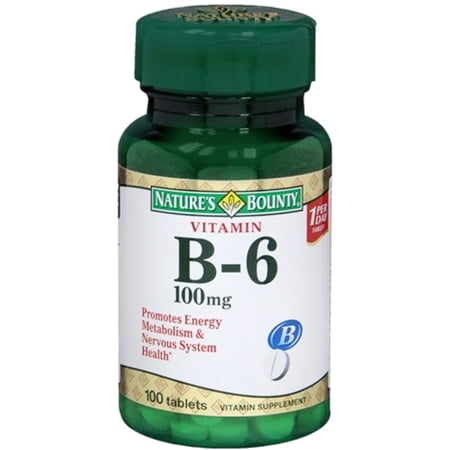 Nature's Bounty Vitamin B-6 100 mg Tablets 100 Tablets (Pack of 3)