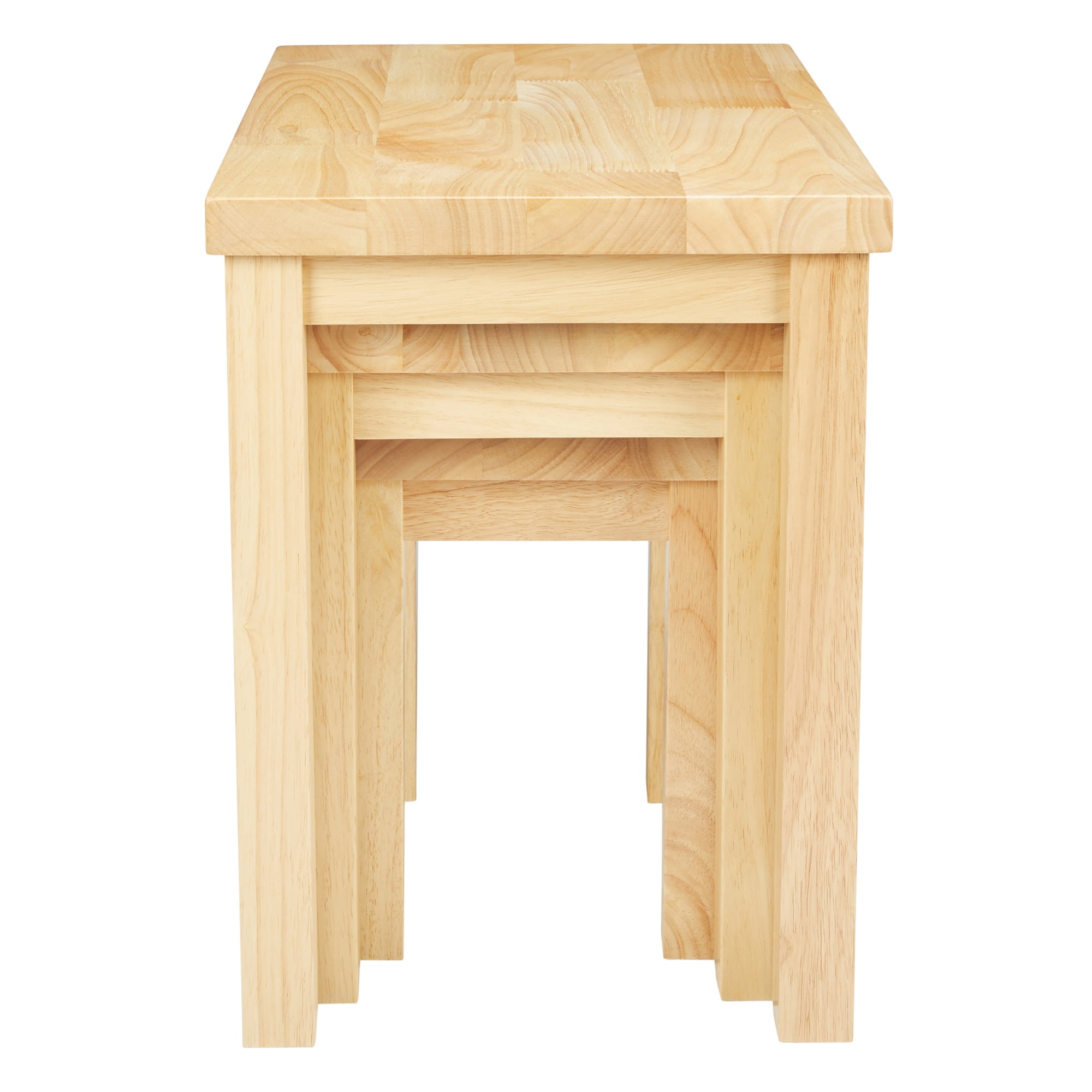 Rectangular Nesting Table with Wooden Frame, Set of 3, Natural Brown