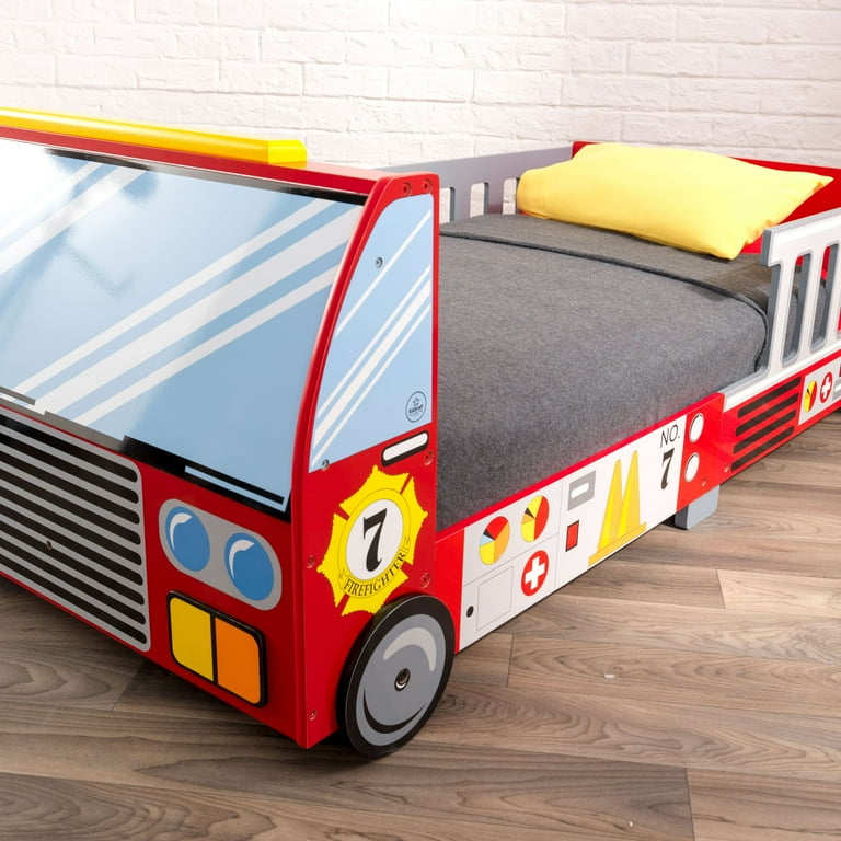KidKraft Fire Truck Wooden Toddler Bed, Children's Bedroom