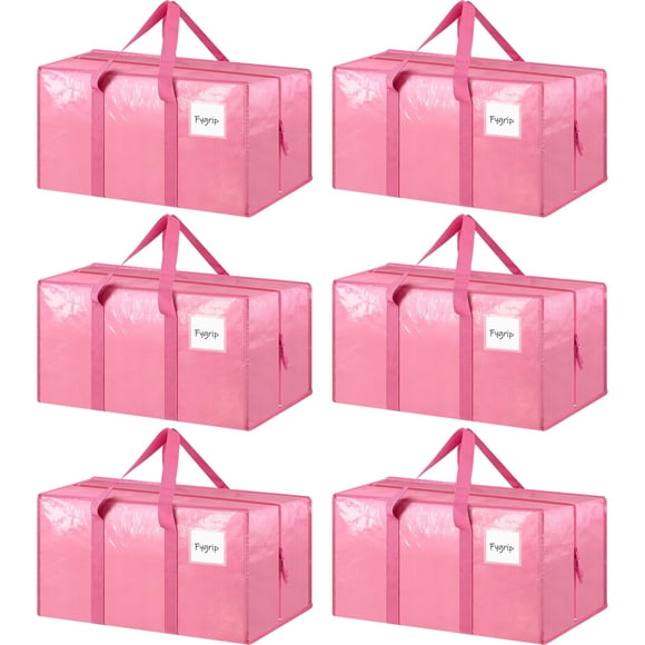 Bolsas de mudanza FYGRIP extra resistentes, grandes, paquete de 6, rosas