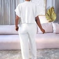 thumbnail image 4 of Wyongtao Women's 2 Piece Outfits Short Sleeve Button Crop Top Wide Leg Pants Set with Pockets,White XL, 4 of 7