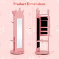 thumbnail image 3 of Gymax Kids Vanity Set Princess Makeup Dressing Table & Chair Set w/ Coat Rack Pink, 3 of 10