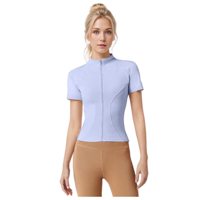 Veste Décontractée Ajustée pour Femme, Légère, à Manches Courtes, Haut de Yoga Athlétique pour l'Entraînement et la Course