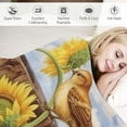 thumbnail image 3 of Creowell Sunflowers Birds Print Throw Blanket Lightweight Soft Blanket for Bed Couch Car Adults Kids All Seasons 3 Sizes 40x50in, 3 of 6