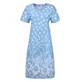 thumbnail image 3 of Qiopertar Mode Femmes Décontractée Ample Imprimé Floral Patchwork Col en V Manches Courtes Robe Grandes Économies de Vacances! Moins de 5$ jusqu'à 90 % de Réduction, 3 of 9