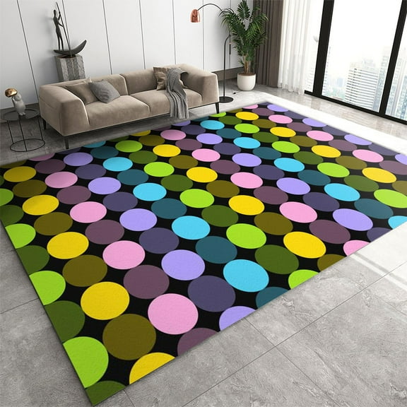 Polka Dots Colorful Rug, Creative Home Decor Area Rug, Upholstery Carpet With Non-Slip Backing, Soft Washable Rug For Living Room Kids Boys Girls Bedroom Study Room