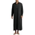 thumbnail image 2 of INSPIRE CHIC Nightshirt for Men's Long Sleeves Collared Neck Full Length Sleep Shirt Nightwear S Black, 2 of 6
