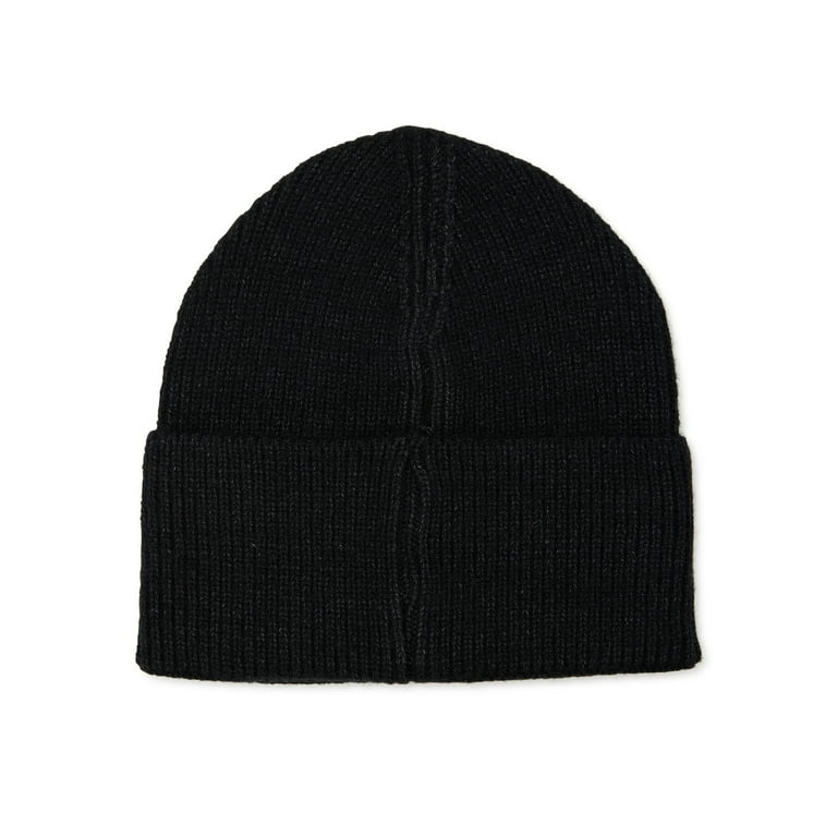 No Boundaries Women's Embroidered Women's Rib Knit Beanie Black Marl 