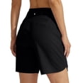 thumbnail image 4 of Women's 7" Athletic Running Long Shorts Workout Hiking Shorts Quick Dry High Waisted Active Zipper Pocket(Black,XXL）, 4 of 7