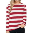 thumbnail image 2 of Yuwull Womens Striped Long Sleeve Shirt Boats Neck Tops Nautical Loose Fitting Tshirt, 2 of 5