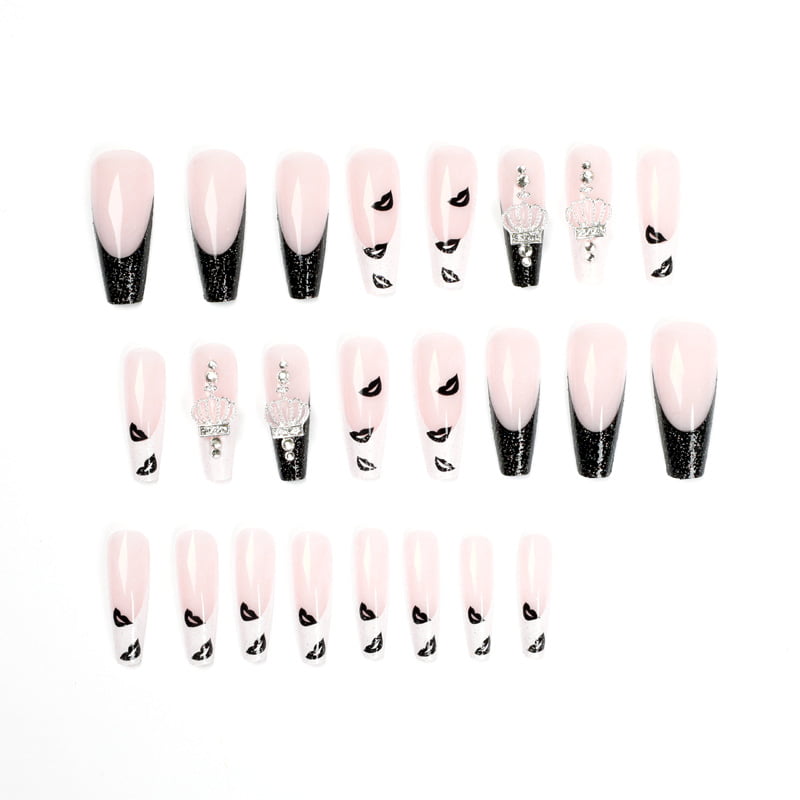 Fofosbeauty 24PCS Fake Press on Nails Coffin Long Fake Nails for Girls  Women, Mint French with Crux Metal 