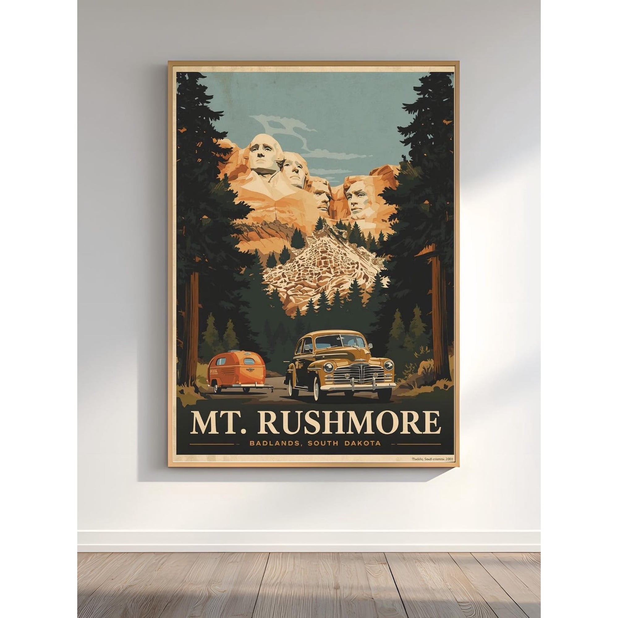 Mt Rushmore Vintage Travel Decor Wall Art Print