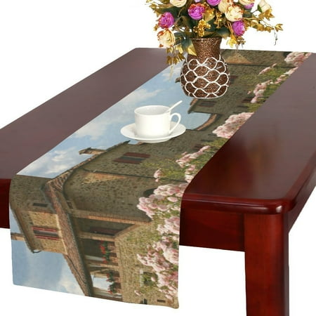 MYPOP Italian Country Villas Cotton Linen Table Runner 16x72 Inches