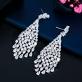 thumbnail image 4 of Sparkling White CZ Crystal Long Tennis Tassel Dangle Drop Earring for Women Prom, 4 of 9