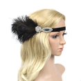 thumbnail image 2 of Diadema de plumas elásticas vintage Diadema de de imitación para boda, despedida de soltera, noche para cabeza Hugo Mujer elástico de la venda, 2 of 8